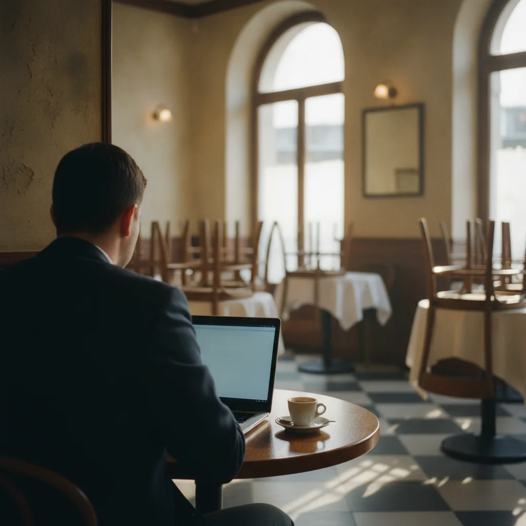 Eine Restaurantleiterin plant Schichten am Laptop